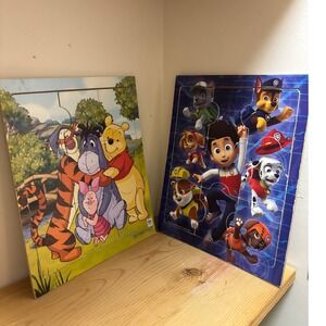 Winnie the Pooh, Paw Patrol 2 Wooden Puzzles for Kids Set MB Cardinal Industries